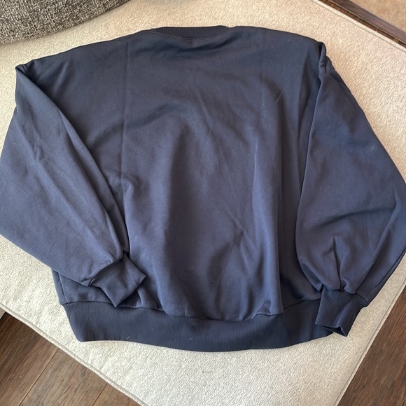 Cinq a Sept Gem Embellished Sweatshirt Navy Blue Crewneck Pullover RETAIL $295 - Picture 7 of 8